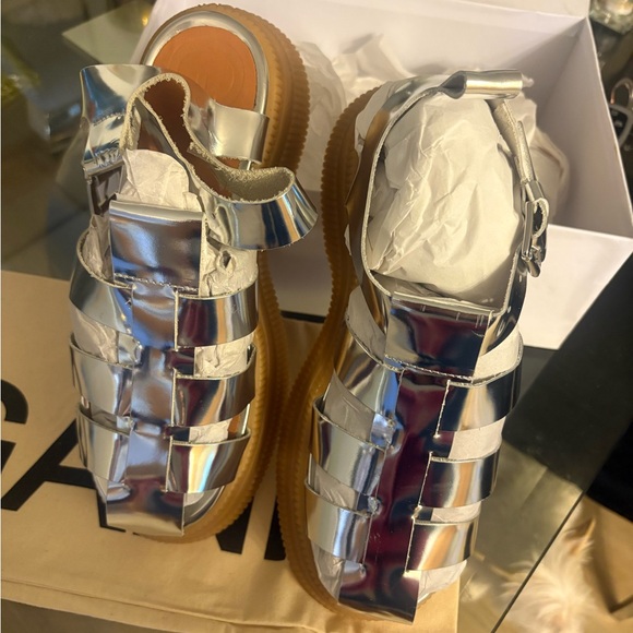 Ganni Shoes - Ganni Silver Strappy Sandals new in the box sz 10